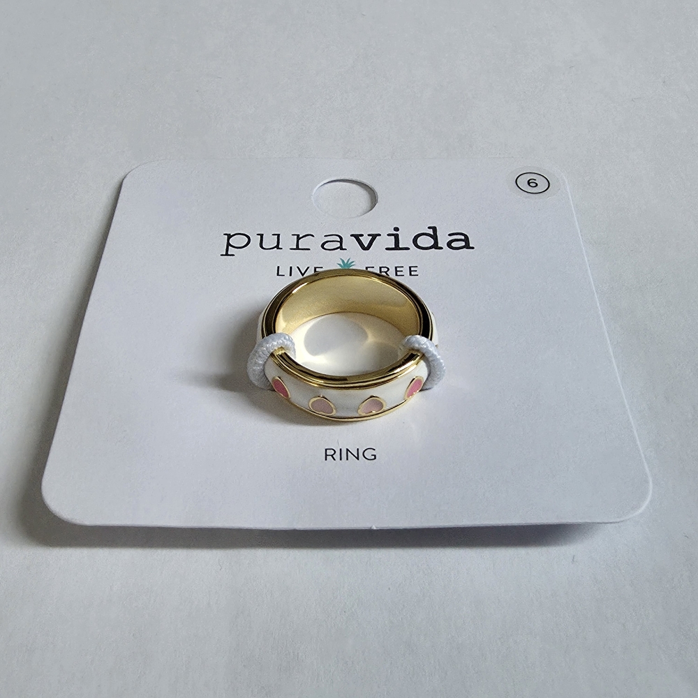 Pura Vida Gold Ring with Pink Details